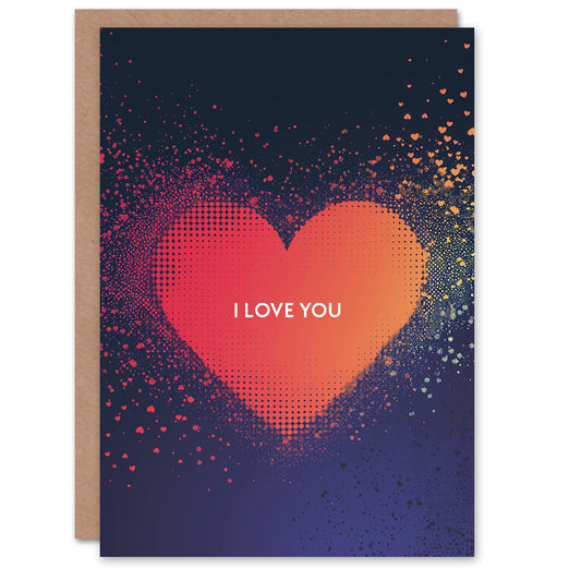 Pixel Dissolving Love You Heart Romantic Card
