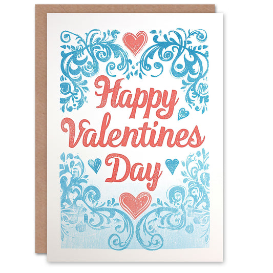 Happy Valentines Day Ornamental Design Romantic Card