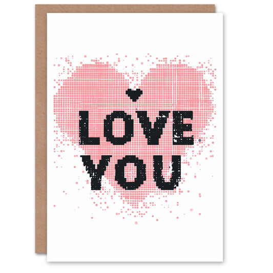 Love You Simple Pixel Art Heart Romantic Card