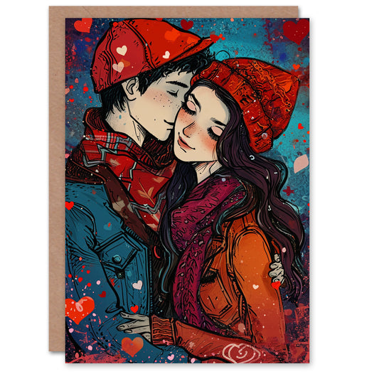 Young Couple in Love Hugging Romantic Card