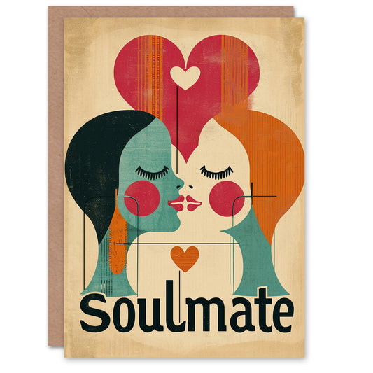 Soulmate Gay Lesbian Couple Modern Romantic Card