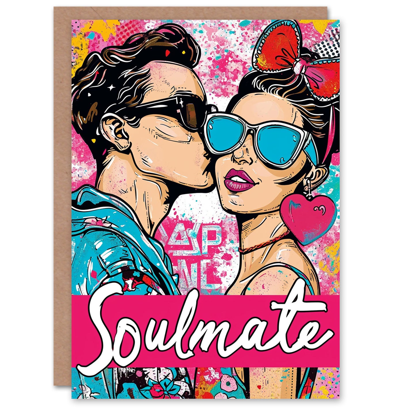 Soulmate 80's Retro Sunglasses Couple Romantic Card