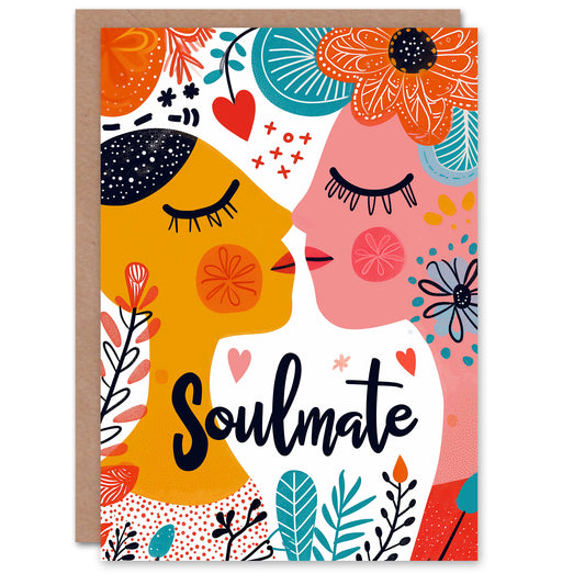 Gay Soulmate Lesbian Couple Floral Romantic Card