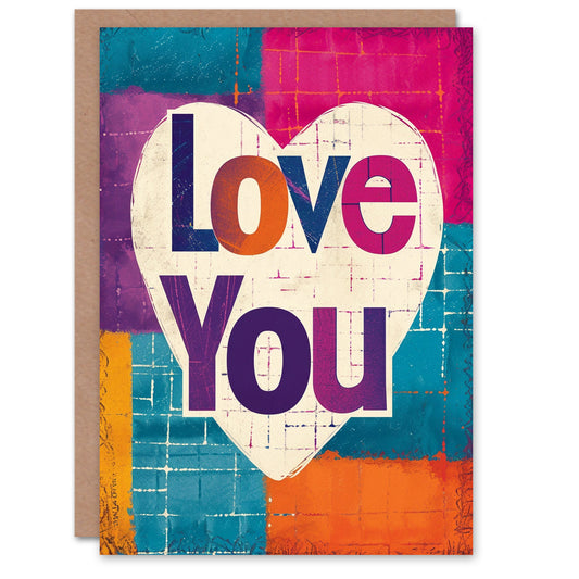 Love You Heart Square Tiles Romantic Card