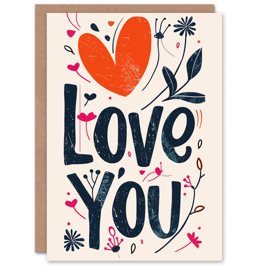 Love You Vintage Boho Floral Romantic Card