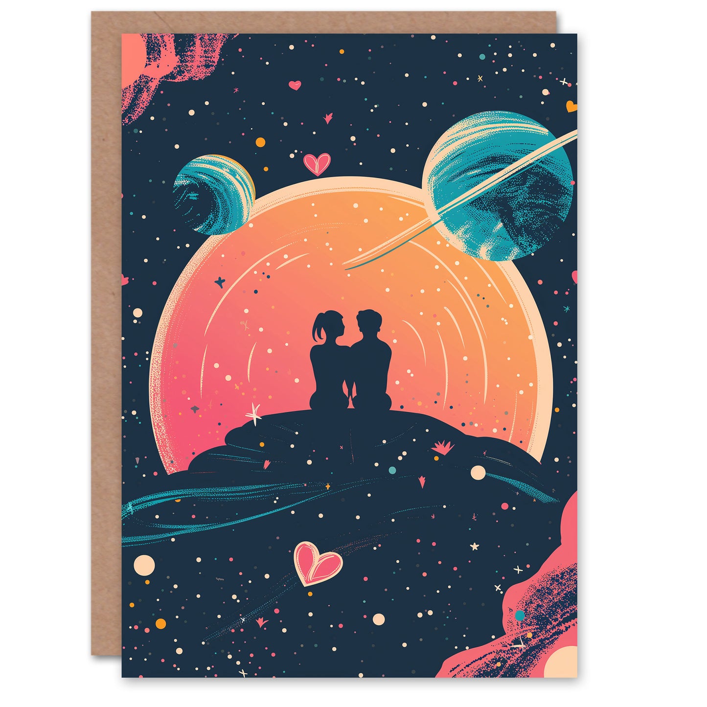 Cosmic Sunset Space Universe Stars Romantic Card