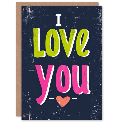 Love You Vintage Print Romantic Card