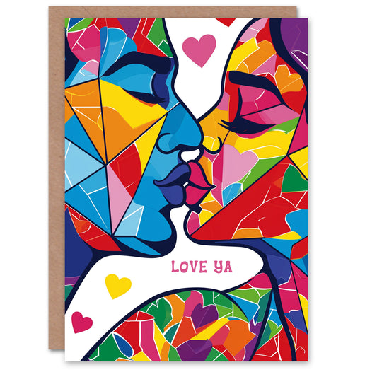 Love Ya Kiss Casual Abstract Romantic Card