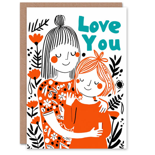 Red Floral Love You Mum Mother's day Card