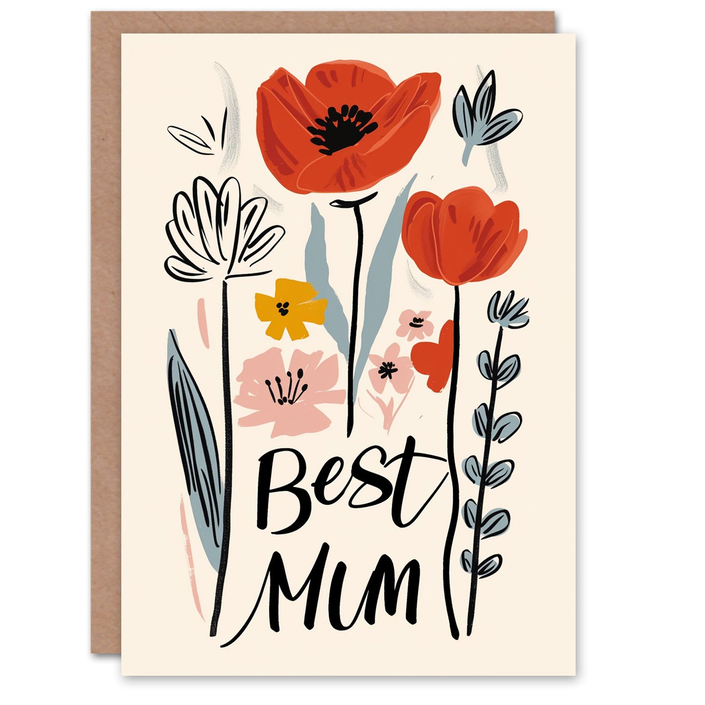 Best Mum Simple Modern Floral Mother's day Card