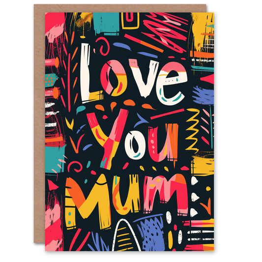Colourful Fun Folk Typography Mother's day Card