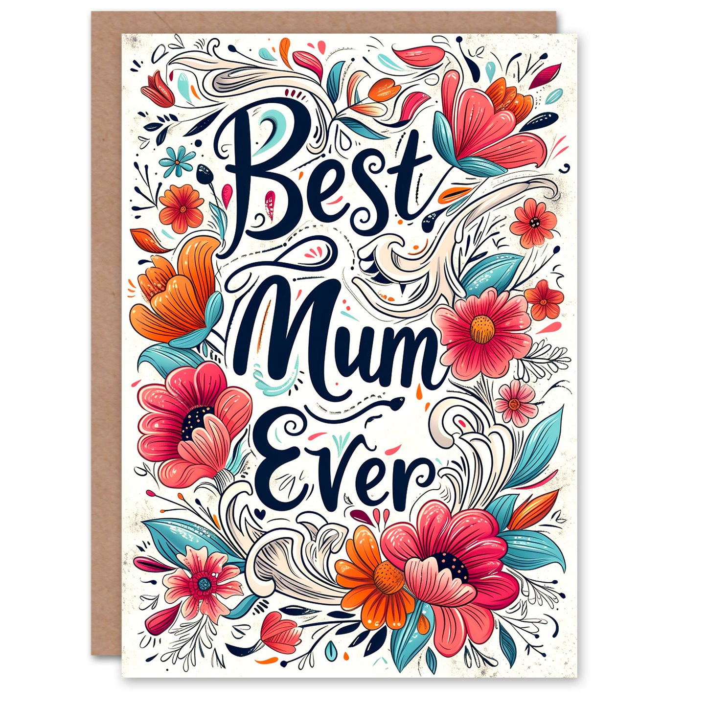 Best Ever Bright Floral Mother's day Card