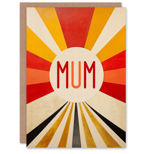 Retro Stripe Sun Rays Mum Mother's day Card