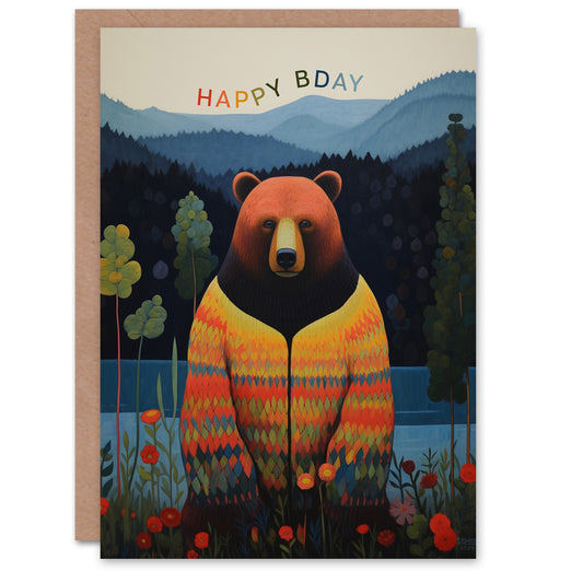 Hippie Lake Forest Bday Bear Him Her Birthday Card