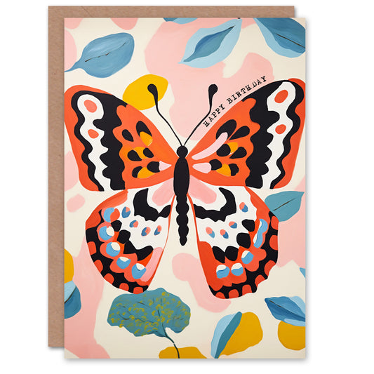 Simple Colourful Boho Butterfly Her Birthday Card