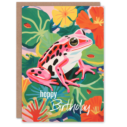 Pink Lily Pad Flowers Frog Her Birthday Card
