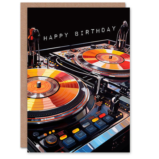 Cool DJ Controller Decks Music Lover Birthday Card