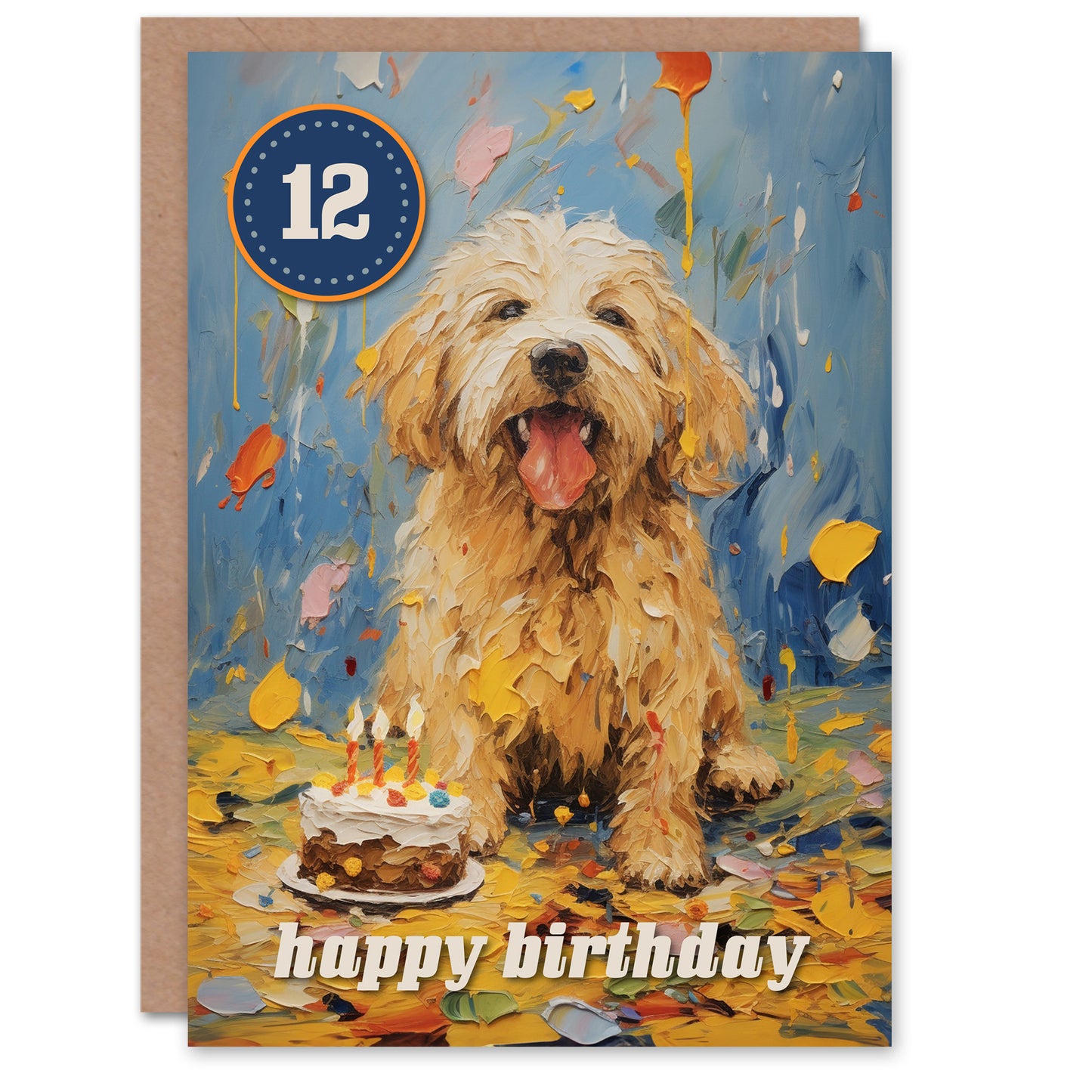 Dog Lover Puppy Cake Kids Age 12 Kids Birthday Card