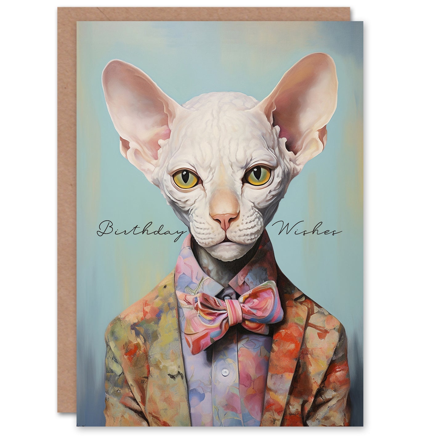 Stylish Sphinx in Suit Cat Lover Wishes Birthday Card