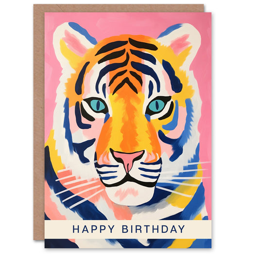 Bright Vibrant Face Tiger Her Birthday Card