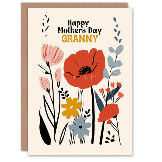 Granny Flowers Poppy Mother's day Card