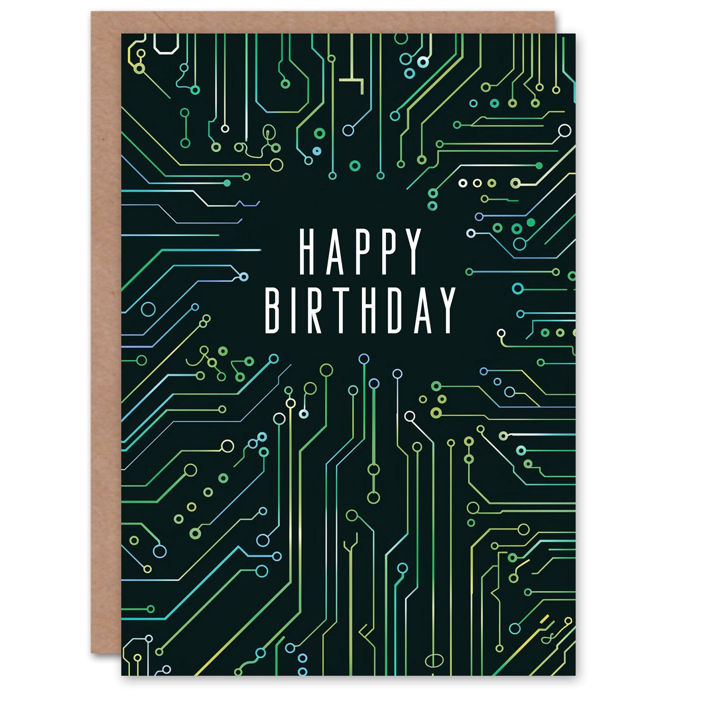Birthday Card Circuit Board Pattern Computer Geek