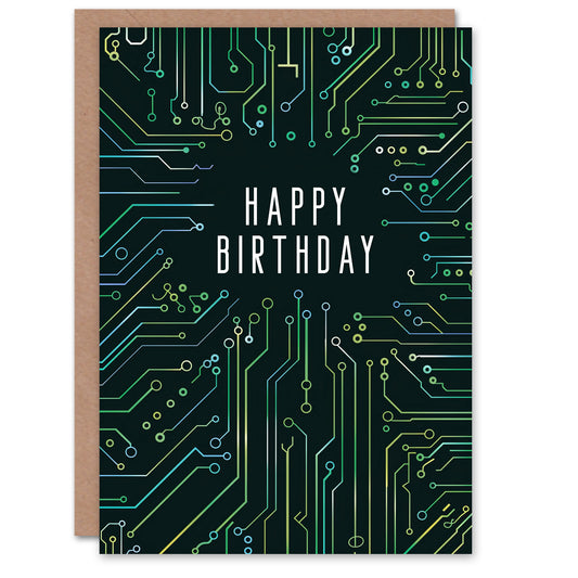 Birthday Card Circuit Board Pattern Computer Geek
