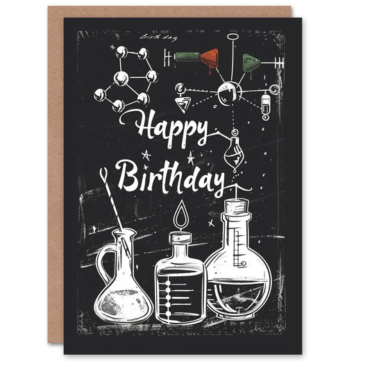 Chemistry Set Scientist Chalkboard Geek Birthday Card