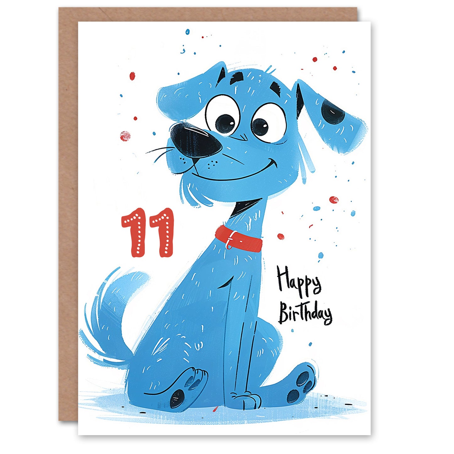 Blue Dog Lover Puppy Cartoon Cute Kids Birthday Card