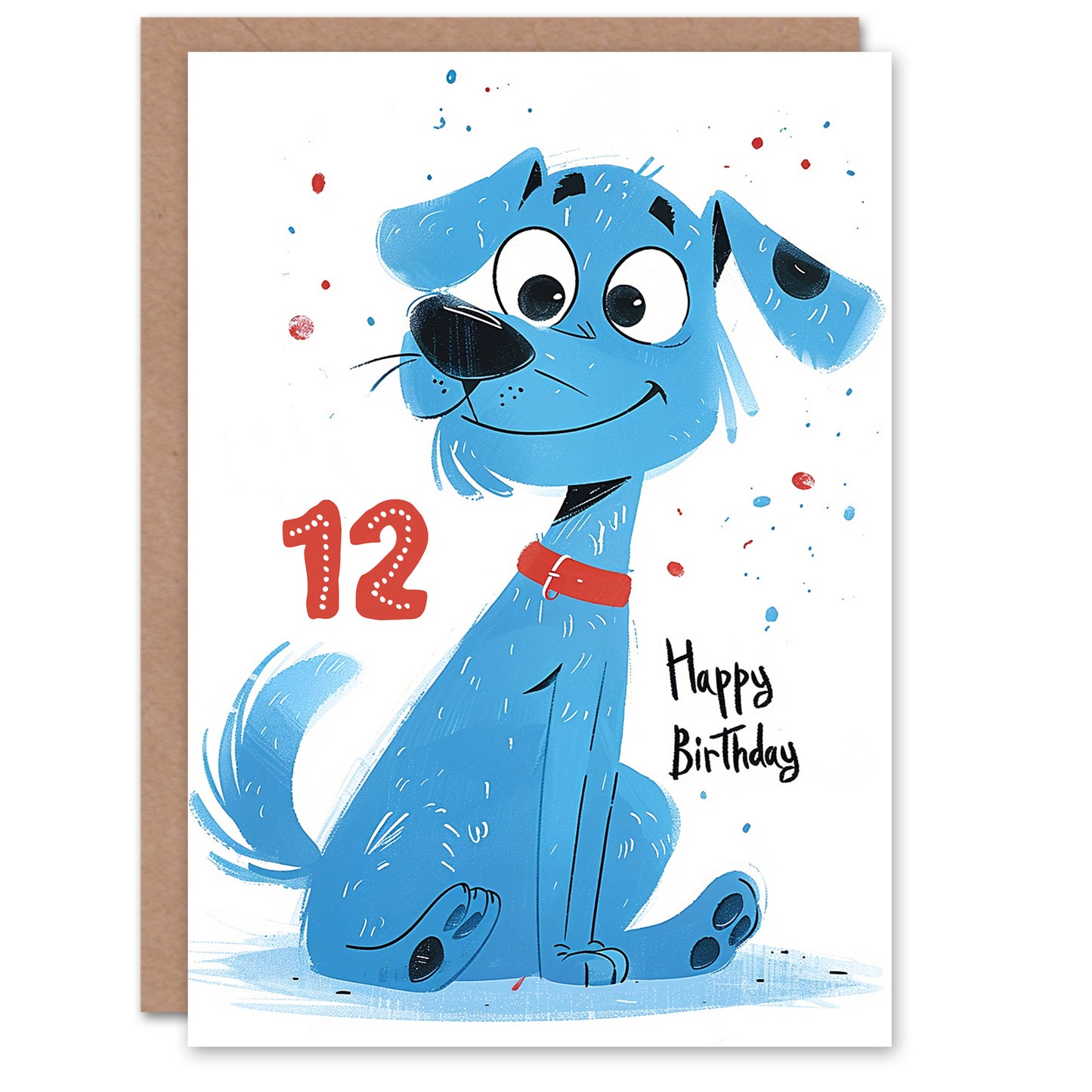 Blue Dog Lover Puppy Cartoon Cute Kids Birthday Card