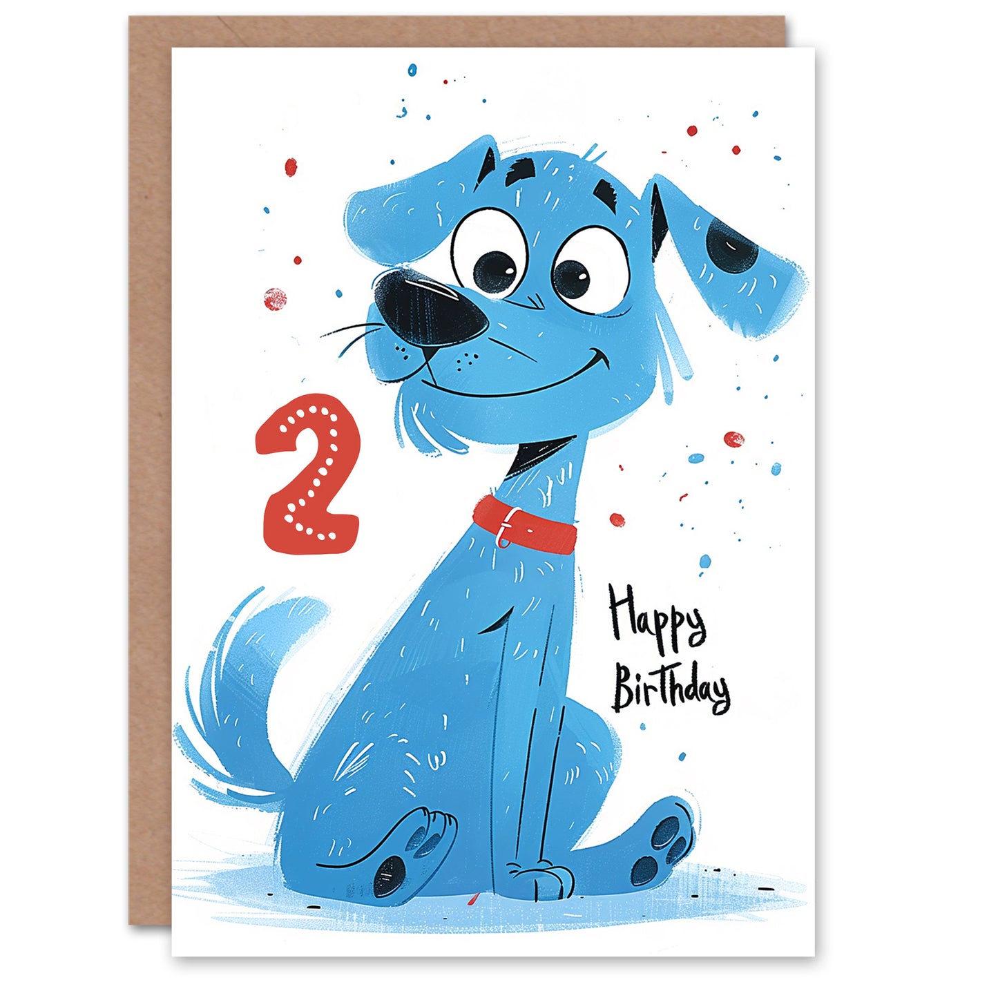 Blue Dog Lover Puppy Cartoon Cute Kids Birthday Card