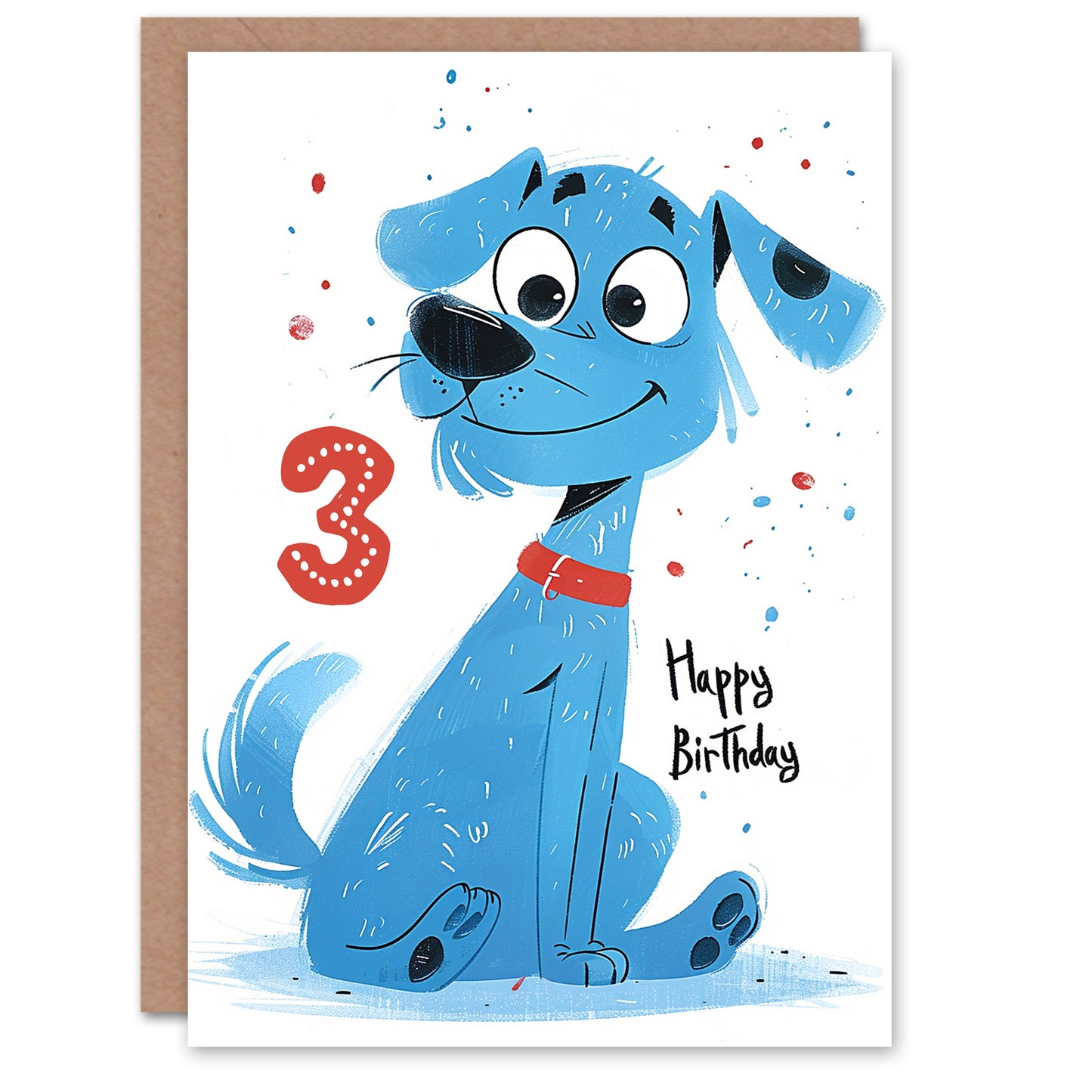 Blue Dog Lover Puppy Cartoon Cute Kids Birthday Card