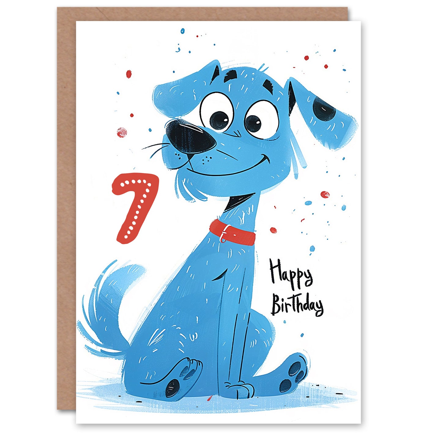 Blue Dog Lover Puppy Cartoon Cute Kids Birthday Card