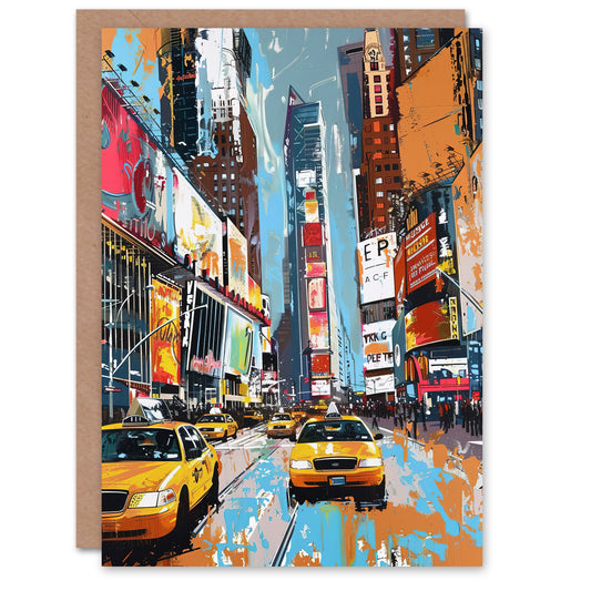 Taxi On Broadway New York City Painting Greeting Card