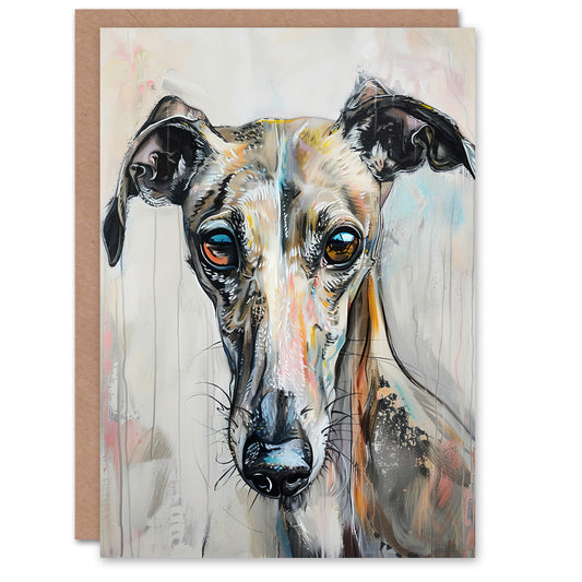 Greyhound Whippet Dog Lover Cute Pet Portrait Greeting Card