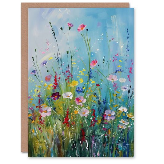 Delicate Wildflower Meadow Floral Painting Greeting Card
