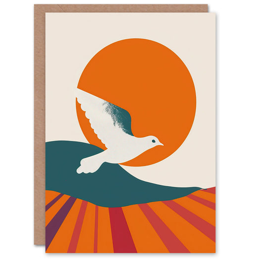Flight Sunset Sun Retro Design Birthday Card