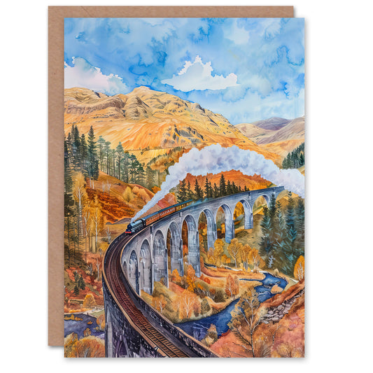 Steam Train Glenfinnan Viaduct Railway Bridge Greeting Card