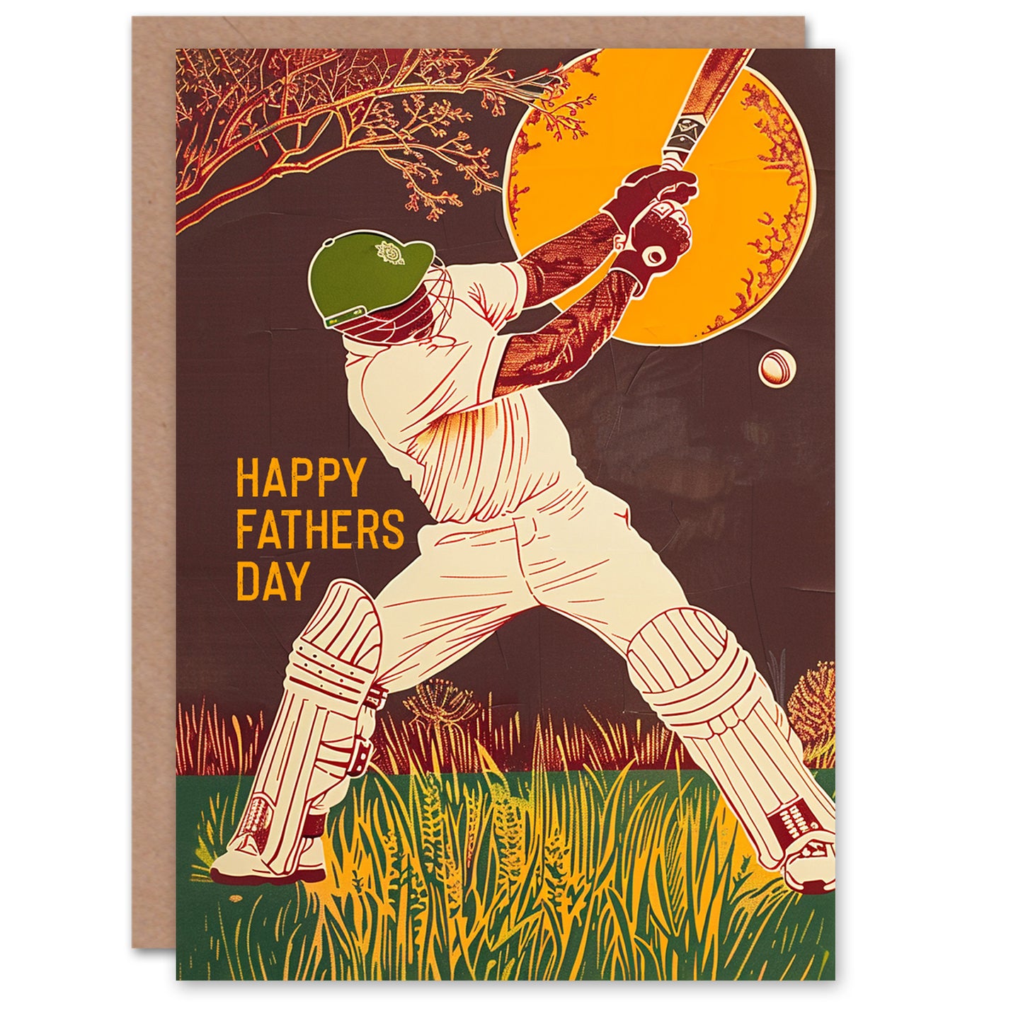 Cricket Player Batsman Shot Father's Day Card