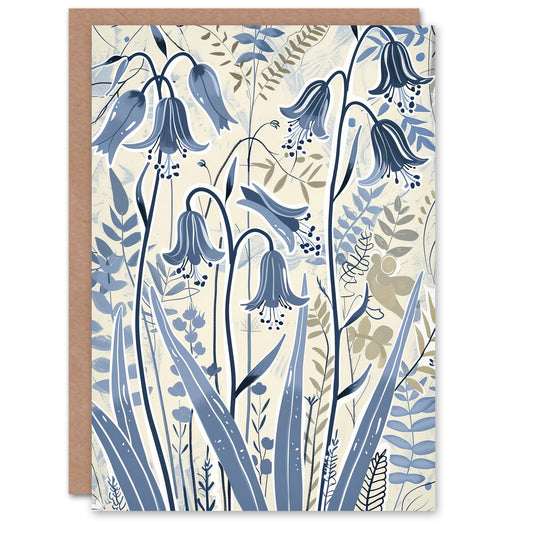 Spring Bluebells Bright Flower Painting Botanical Greeting Card