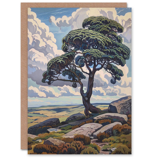 Single Tree Dartmoor Devon Landscape England Art Greeting Card