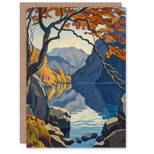 Autumn Tree Lake District Cumbria Mountains Greeting Card