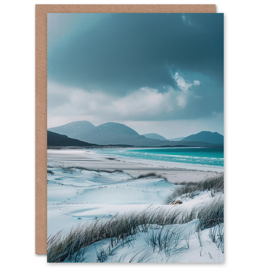Isle Harris Scotland White Sand Luskentyre Beach Art Greeting Card