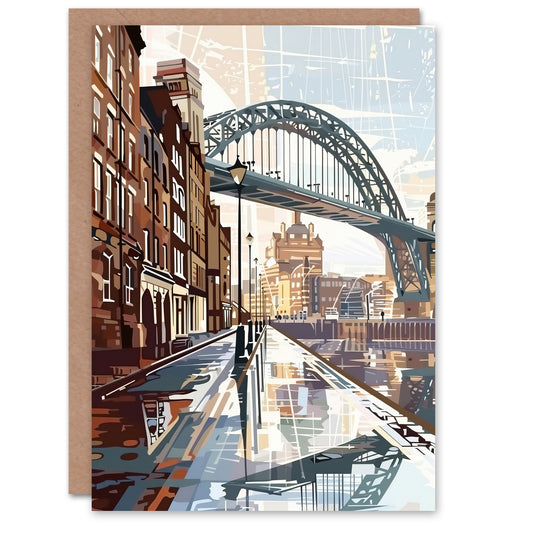 Newcastle Tyne Bridge Abstract Cityscape England Art Greeting Card