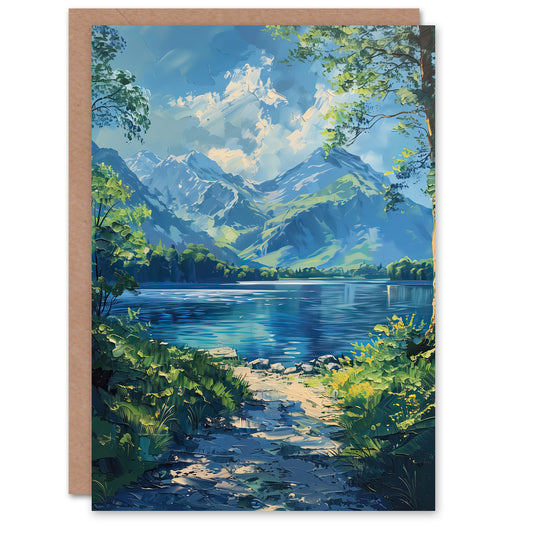 Lake District Acrylic Helvellyn View Summer Peace Greeting Card
