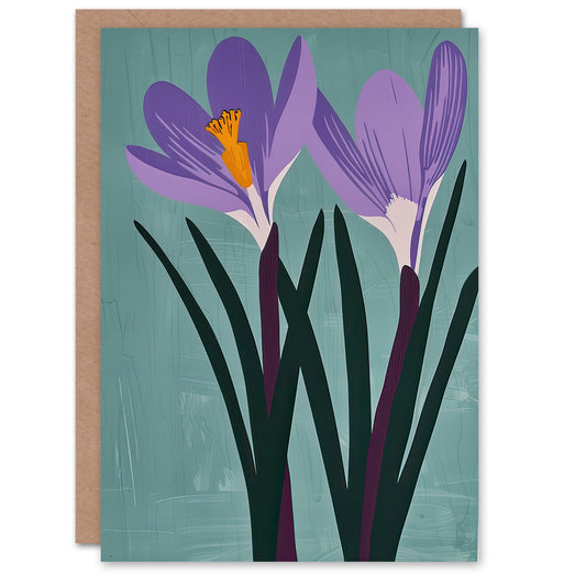 Two Purple Crocus Flowers Birthday Card