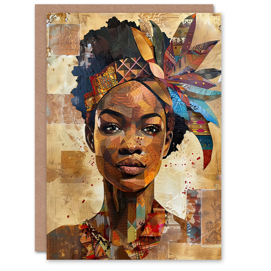 African Woman In Traditional Headdress Portrait Greeting Card
