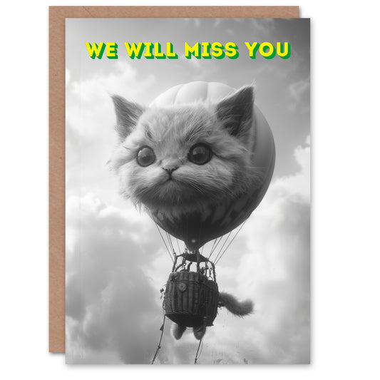 Miss You Surreal Lover Air Balloon Travel Greetings Card