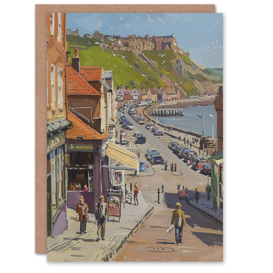 Vintage Scarborough Yorkshire Coastal Road Greeting Card