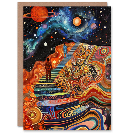 Psychedelic Stairway To Heaven Trippy Space Greeting Card